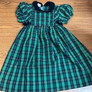 Monday’s Child Classic Dress Girls Kids 5 Plaid Green